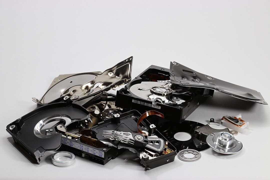 Scrap hard drives for recycling.