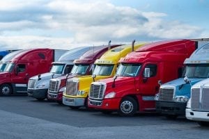 Trucks in parking lot