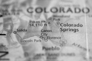 A map showing Canon City, Colo.