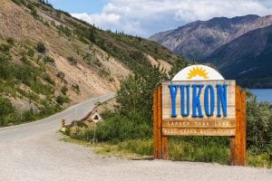 Road sign for Yukon Territory, Canada.