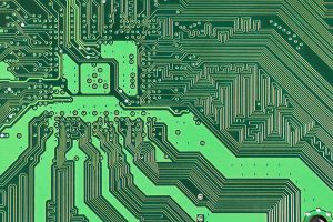 Close up of a printed circuit board.