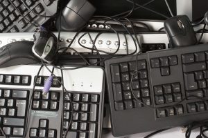 Electronics gathered for recycling.