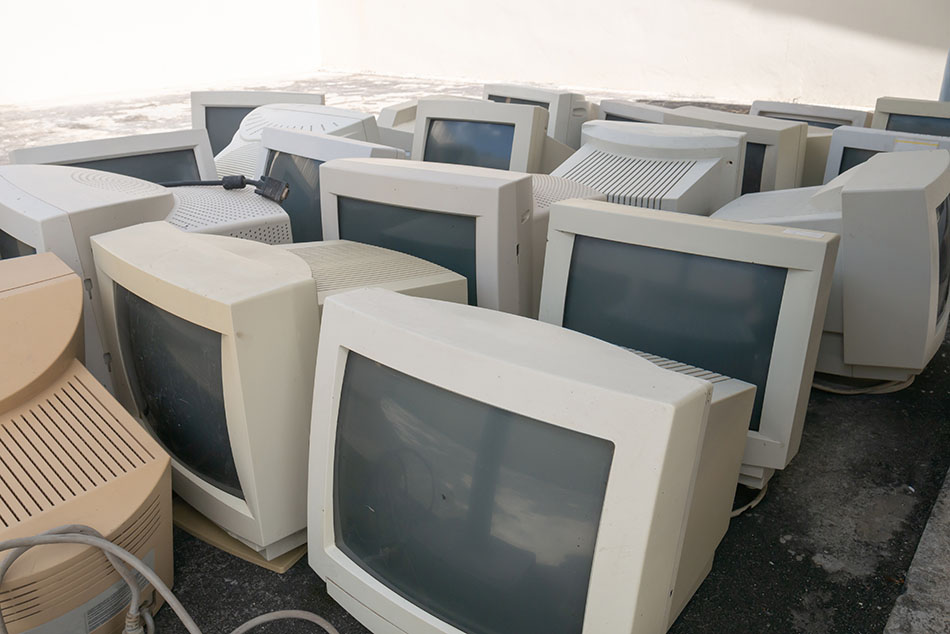 CRT monitors for recycling.
