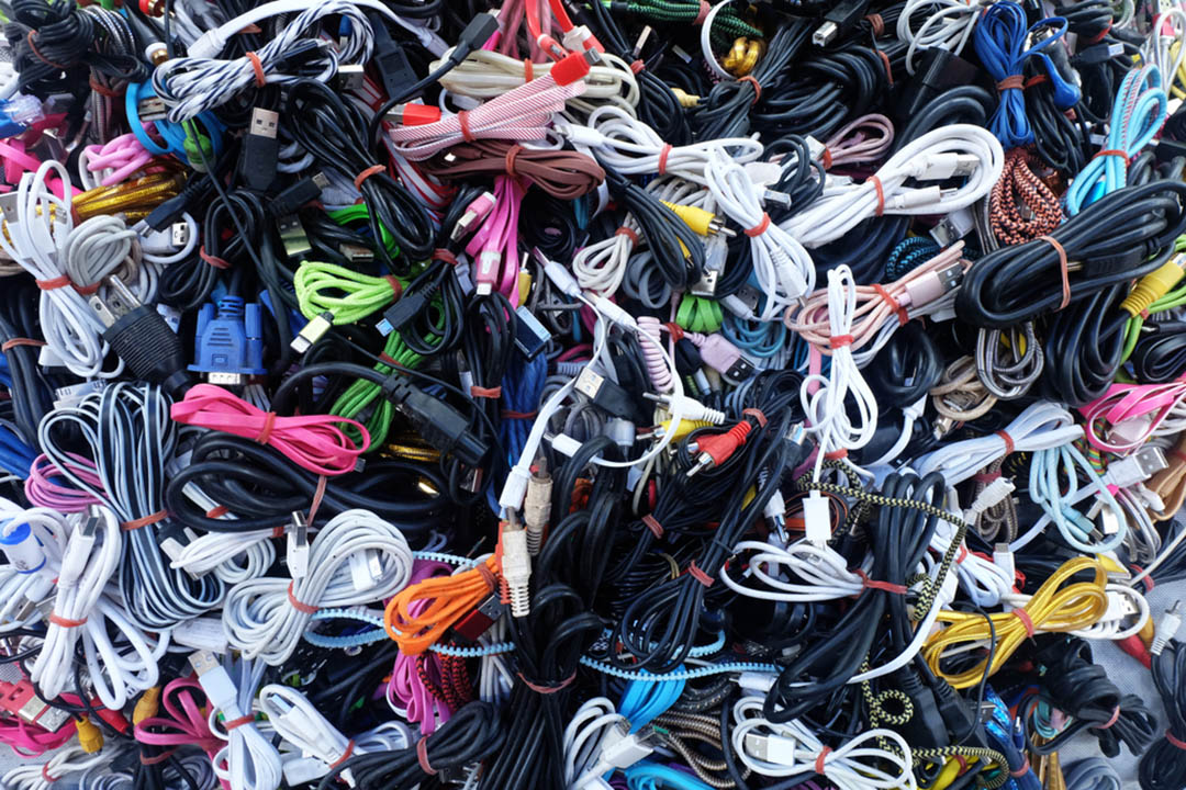 Pile of mixed power cords.