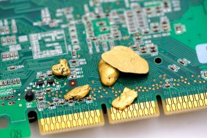 Gold on a scrap circuit board.