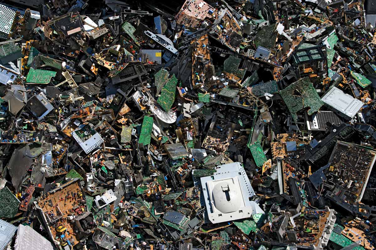 E-scrap piled for recycling