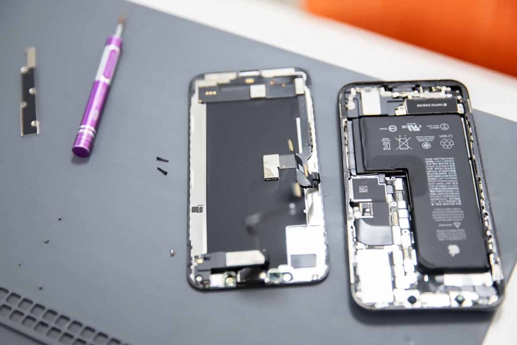 Repairing an Apple device.