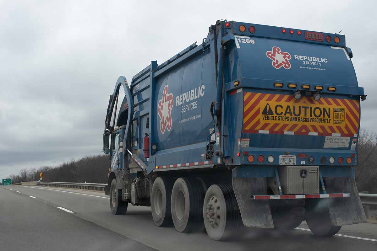 Republic Services truck on the road.