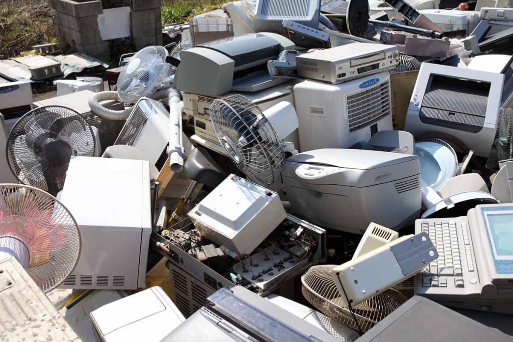 Electronics collected for recycling.