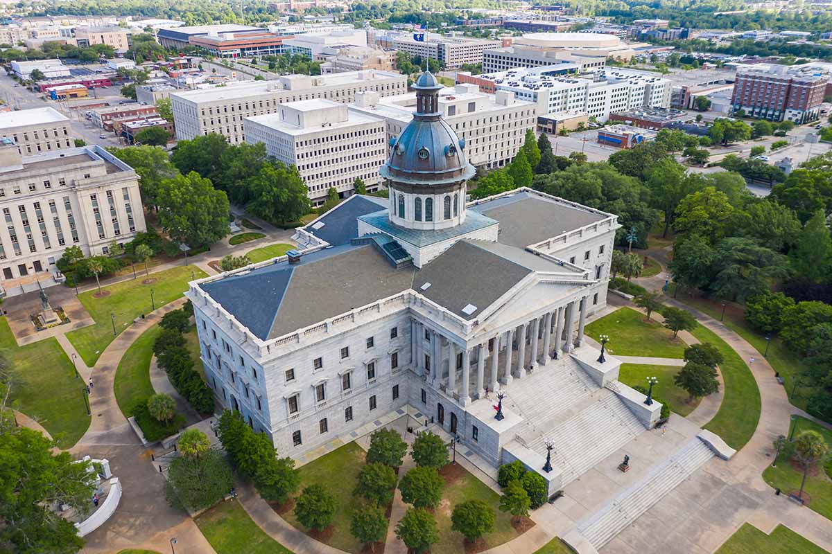 South Carolina's state capitol building seen from above.