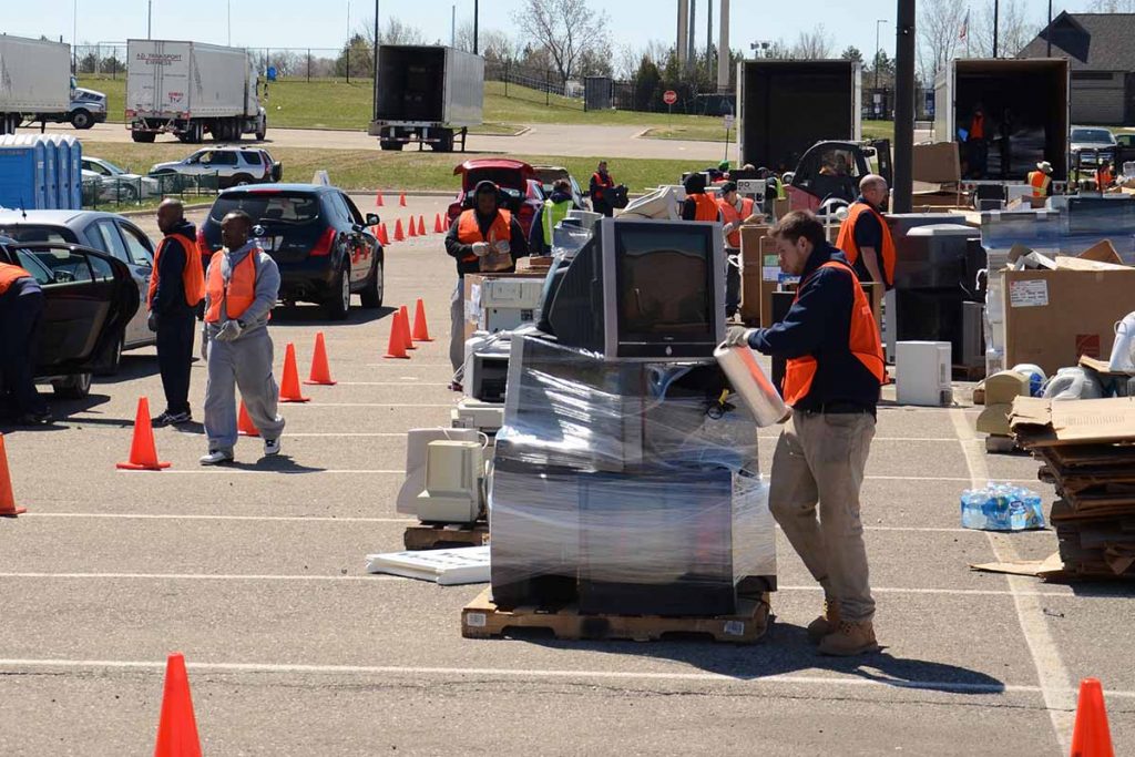 Electronics recycling collection event.