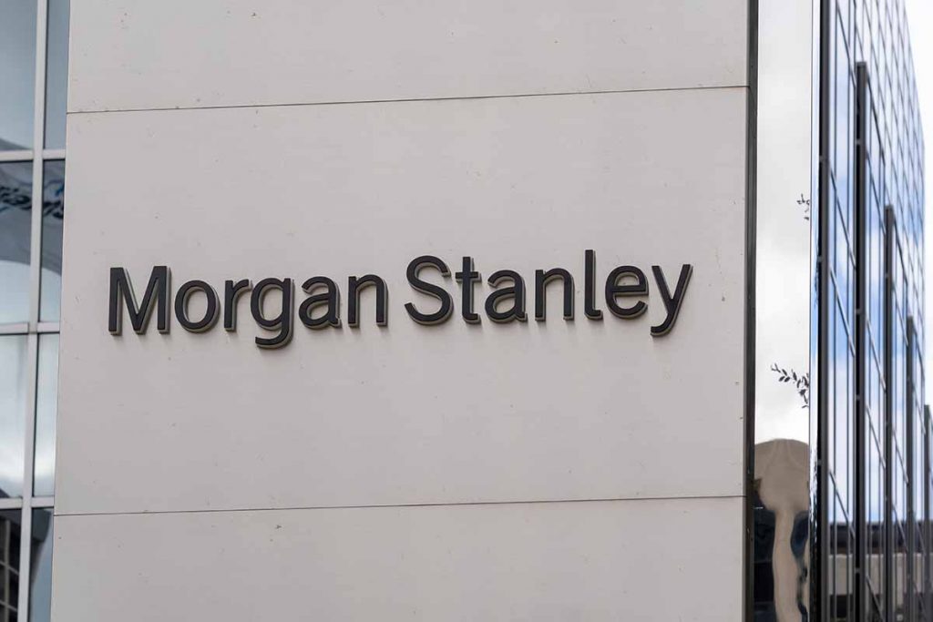Morgan Stanley company sign on building in Texas.