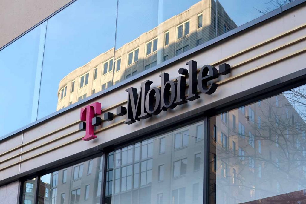 T-Mobile sign on company store.