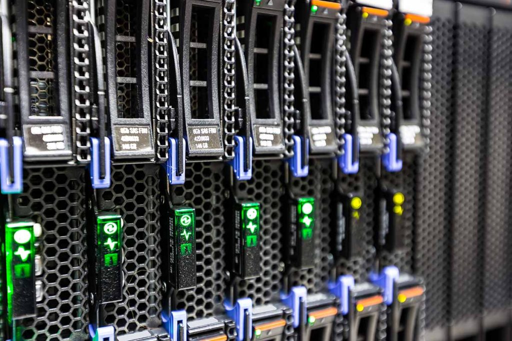 Close-up of the server rack.
