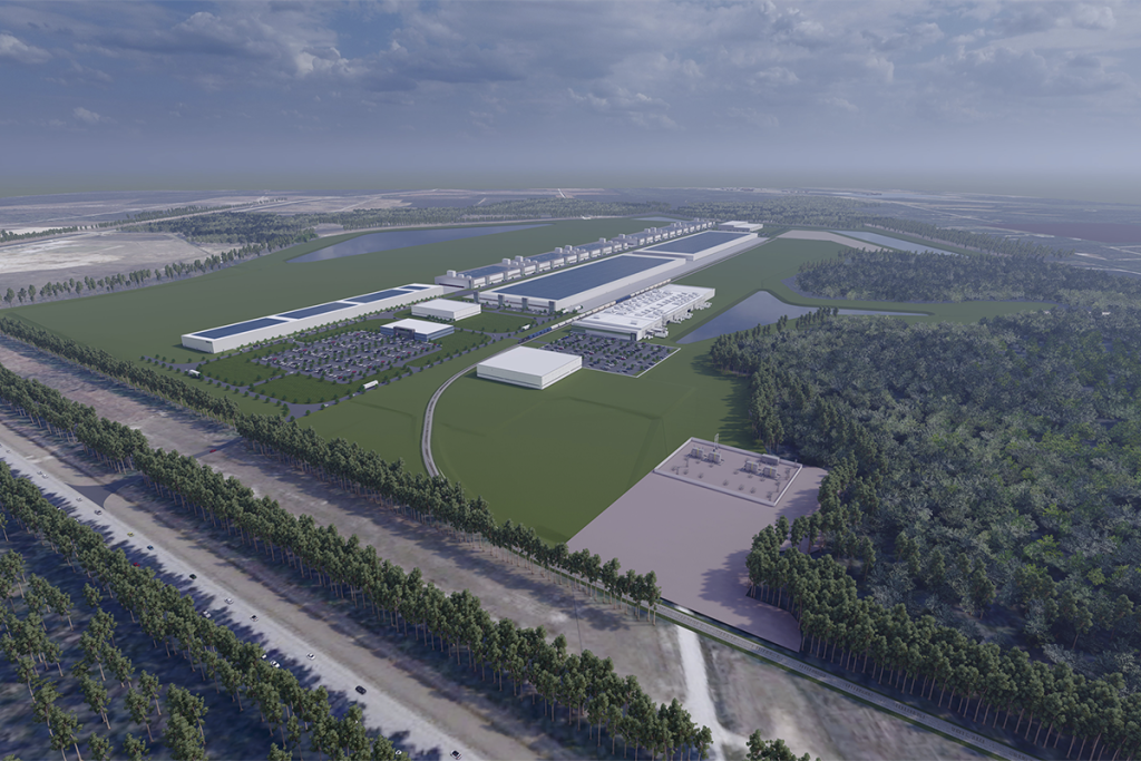 Rendering of Redwood Materials' S.C. plant and surrounding area.