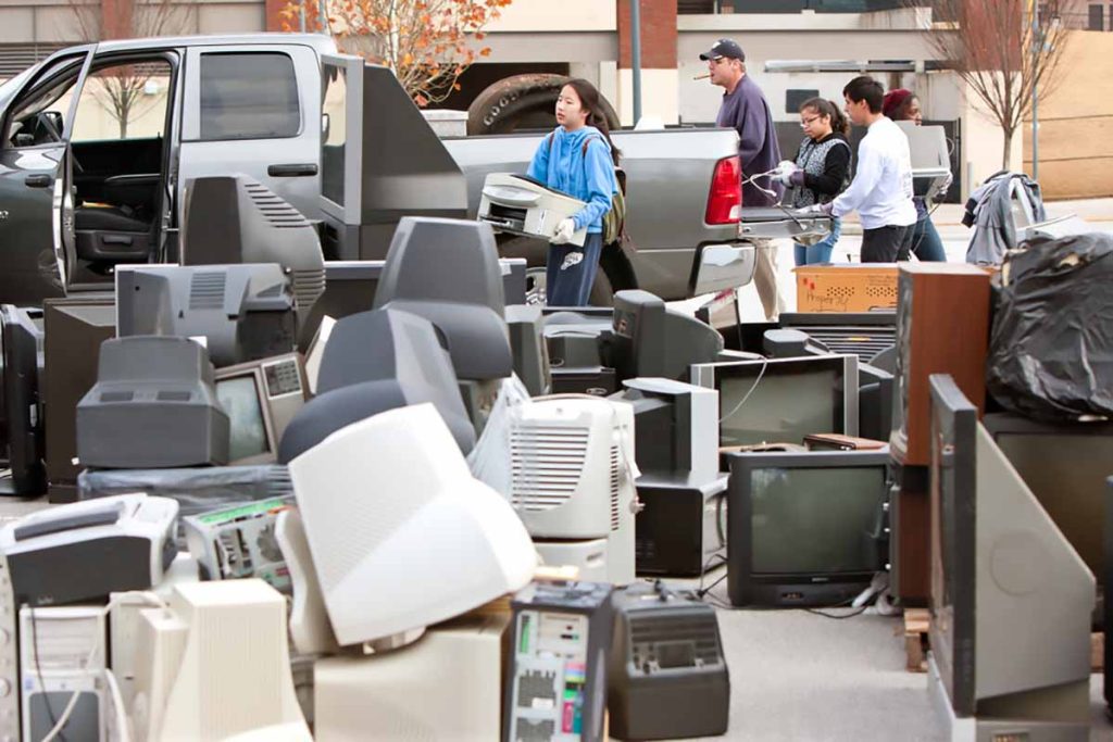 Electronics recycling collection event.