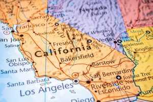 California on the map of USA