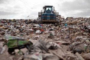 Landfill with truck