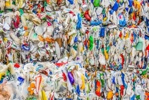 Bales of mixed plastics.