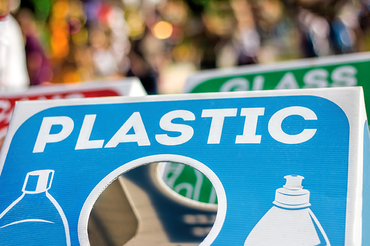 A recycling station for plastic bottles.