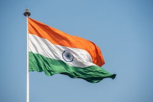 India flag waving in the wind.