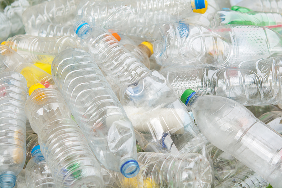 PET bottles gathered for recycling.