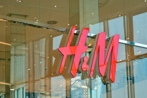 H&M sign on a retail store.