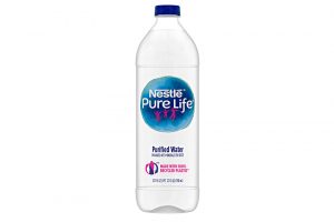 Bottle of Nestle Pure Life water.