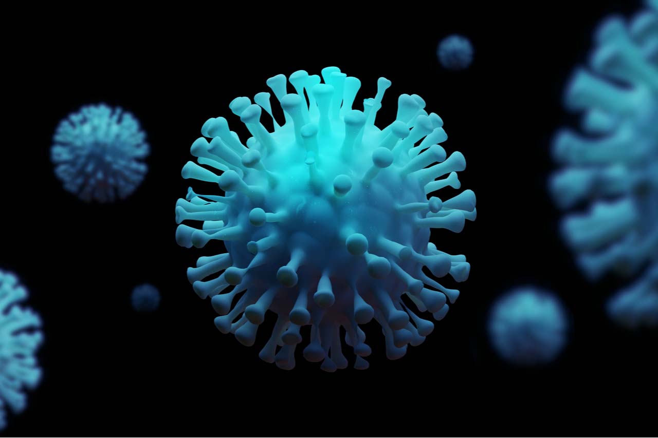 Artist's rendering of coronavirus cells.