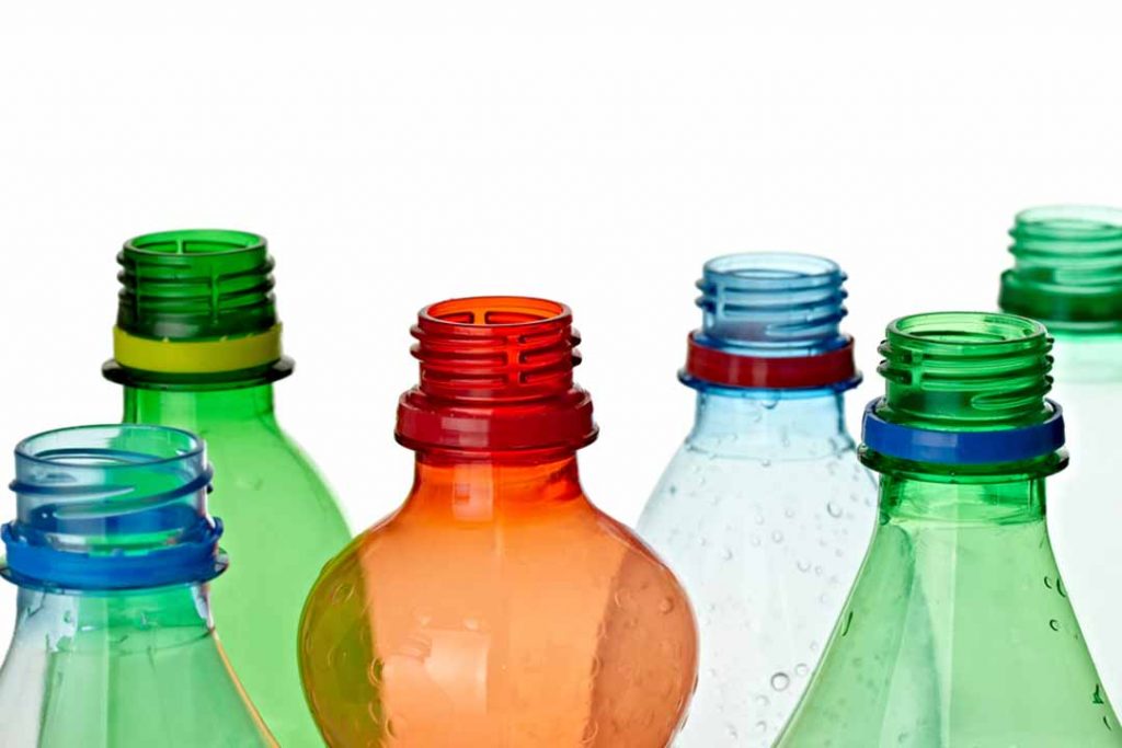Empty plastic bottles for recycling.