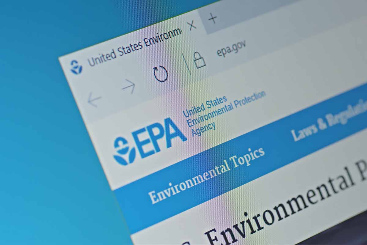U.S. EPA website on a screen.