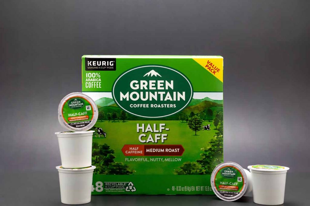 A box of Green Mountain Keurig coffee pods.