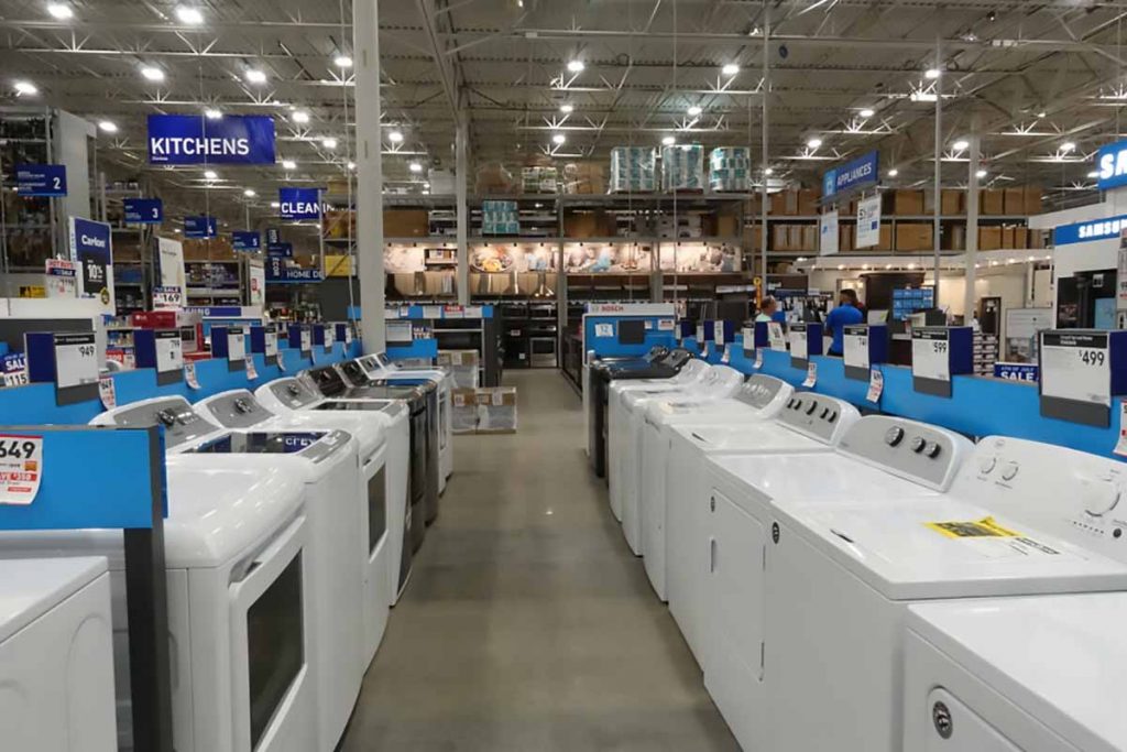 Appliances in a retail setting.