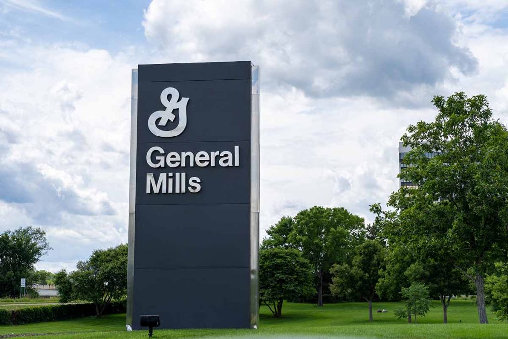 General Mills company sign outside of company facility.