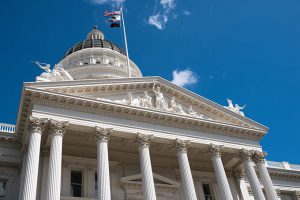 Exterior of the California state capitol building.