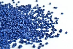 Blue plastic pellets