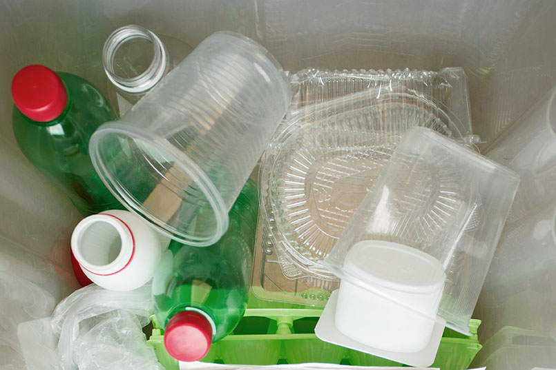 Plastics gathered for recycling.