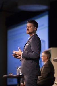 Scott Byrne speaking at the 2018 Resource Recycling Conference.