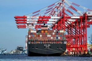 Container ship in the Kaohsiung Port, Taiwan.