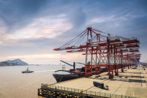 Shipping vessel at Shanghai port.