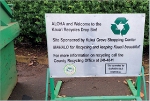 Sign at recycling facility in Hawaii.