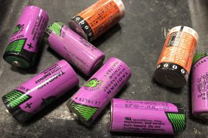 Close up of Li-Ion batteries for recycling.
