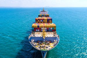 Cargo ship on water.