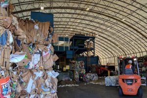 Inside the recycling facility.