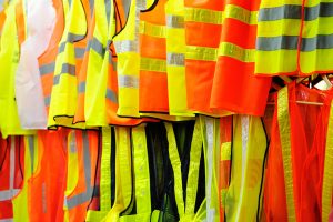 High visibility safety clothing.