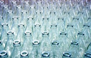 Clear glass bottles.