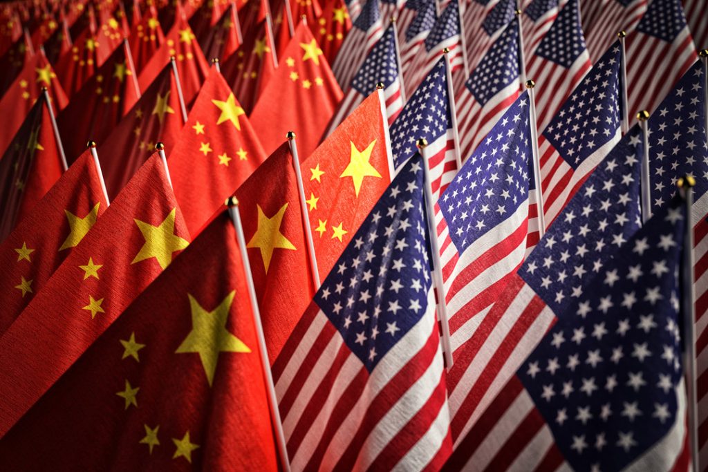 U.S. and Chinese flags.