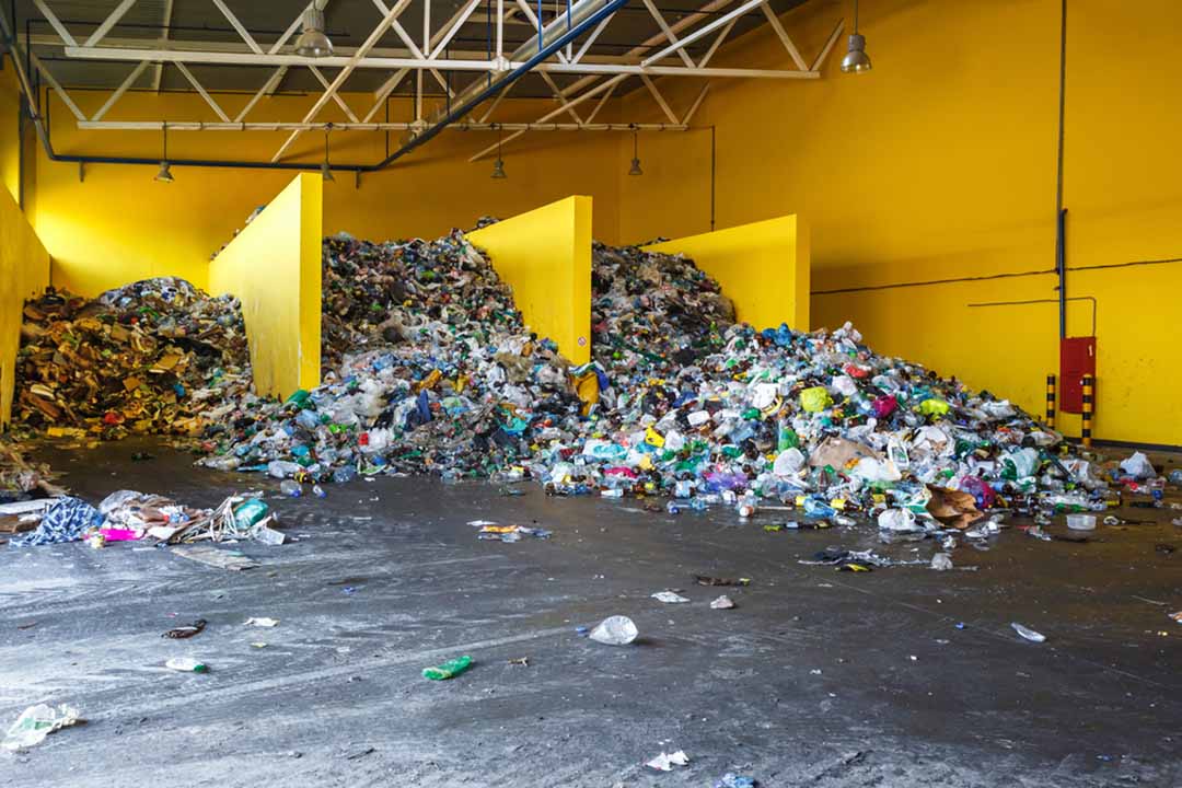 Sorted plastics at a recycling facility.