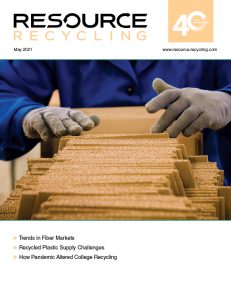 May 2021 cover of Resource Recycling magazine