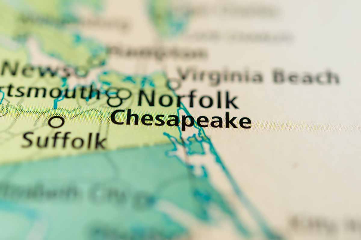 Chesapeake, Va. shown on map.
